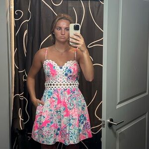 Lilly Pulitzer Pink and Blue Sundress with Sweetheart Neckline